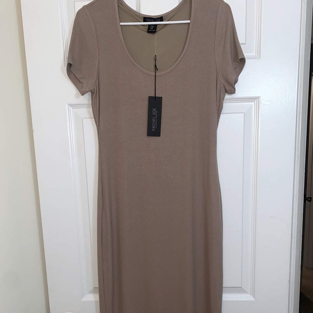 BROWN KNITTED BACK SLIT RACHEL ZOE DRESS